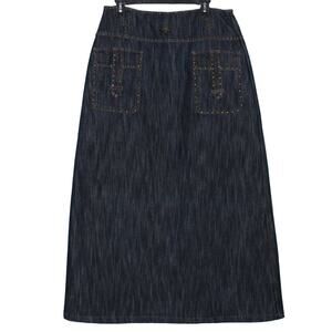 Denim Maxi Skirt Size Large with Stud Details